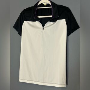 Shark women’s XL golf shirt quarter zip polo purple black white short sleeve